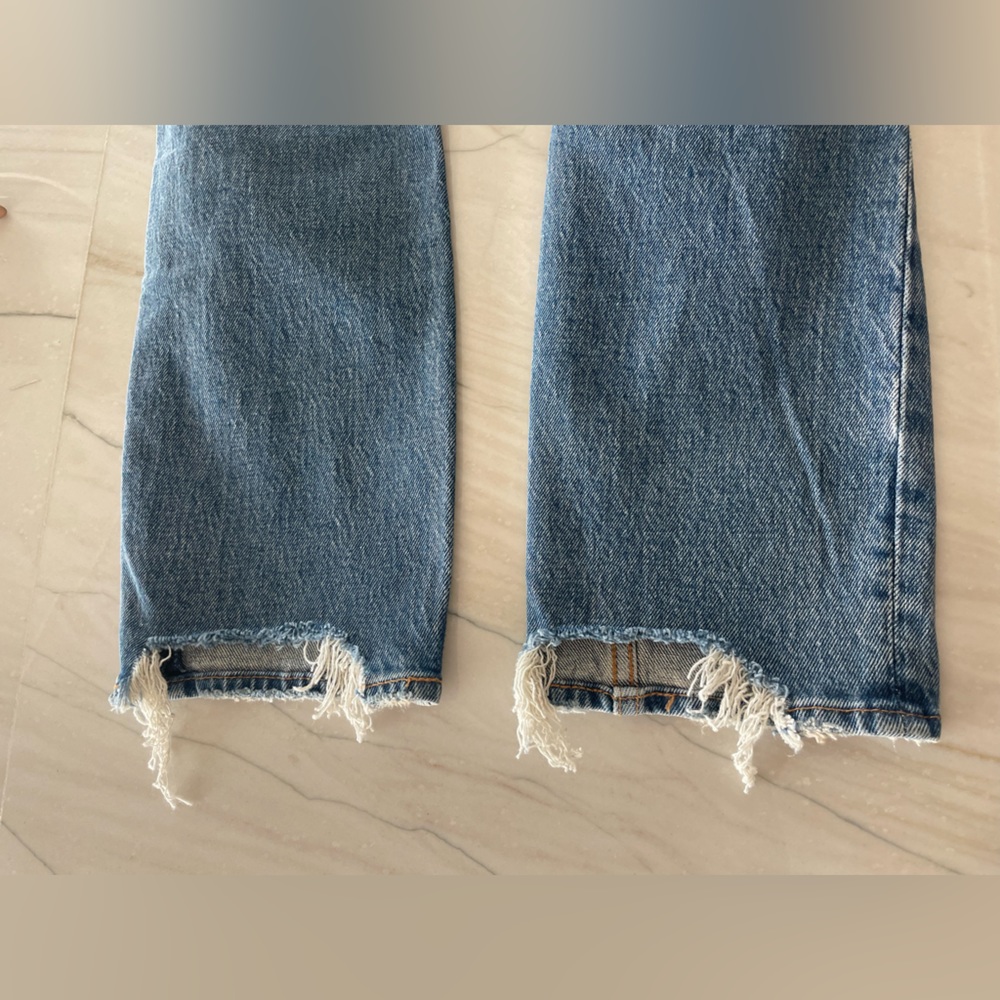 Women’s ABERCROMBIE & FITCH NWT The Mom High Rise  Distressed Jeans-Blue-24/00 - Picture 7 of 8